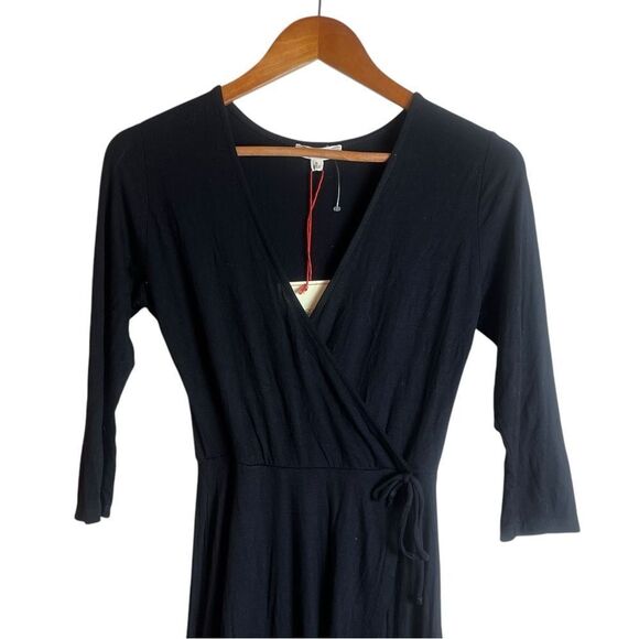 NWT! Rolla Costa Elegant Black faux Wrap Dress - Picture 2 of 7